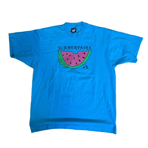 Screen Stars Best Other - Vintage Summerfaire Watermelon Graphic Tee XL 50/50 Screen Stars Best blue